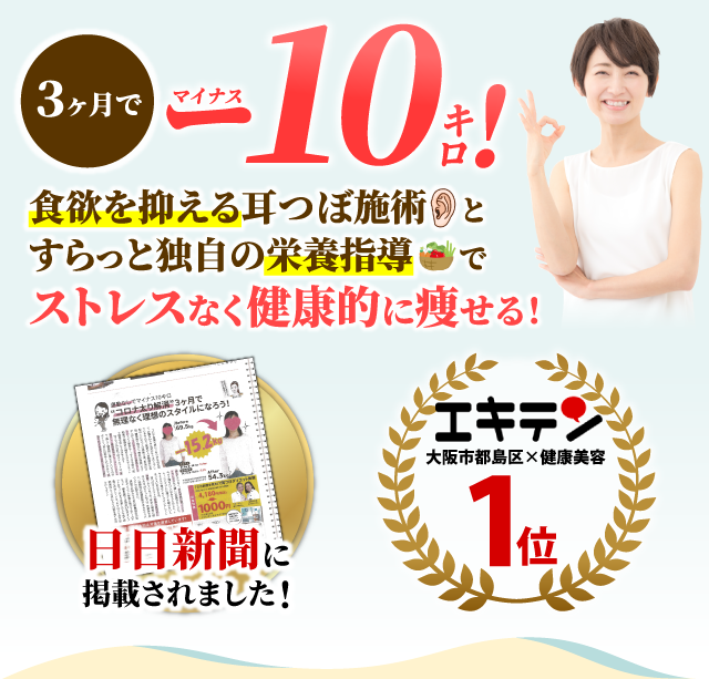 大阪市西淀川区×耳つぼダイエットは大阪市都島区の専門店 |すらっと都島店